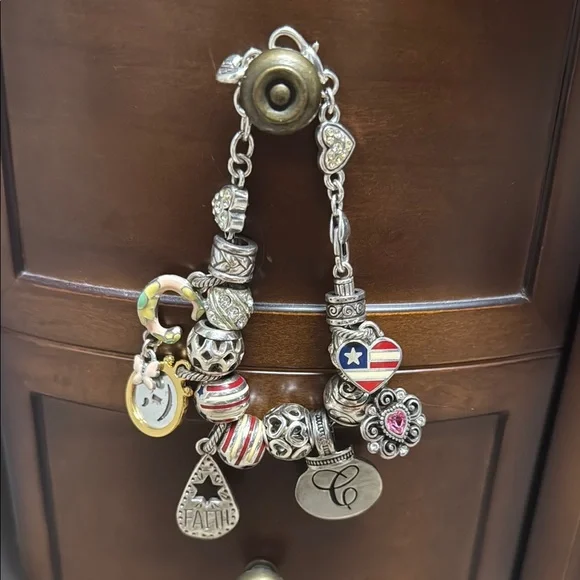 Brighton Silver Charm Bracelet with Red and Blue Accents - Picture 1 of 3